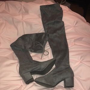 Knee high grey boots